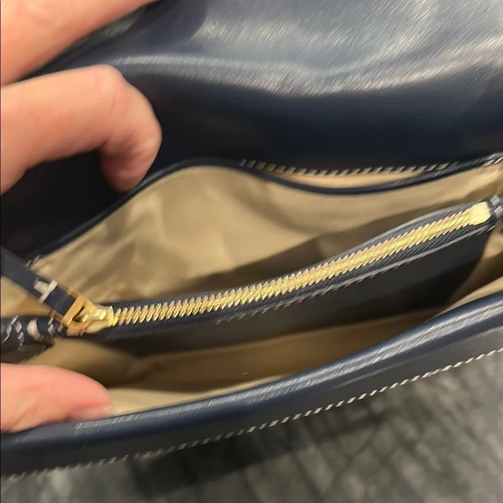 Tory Burch Navy Structured Crossbody Bag with Logo - Picture 4 of 4